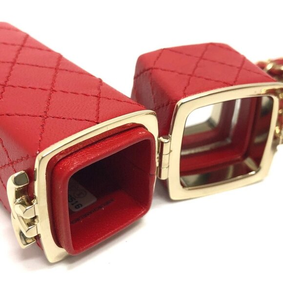 CHANEL CC Mark CC Lip case ChainShoulder Accessory case Leather Red/GoldHardware - Picture 4 of 11